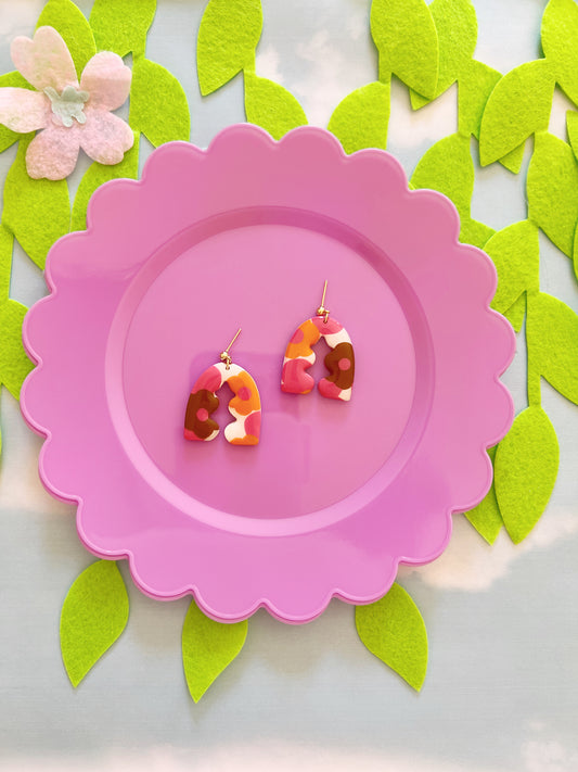 Chunky retro floral arch earrings