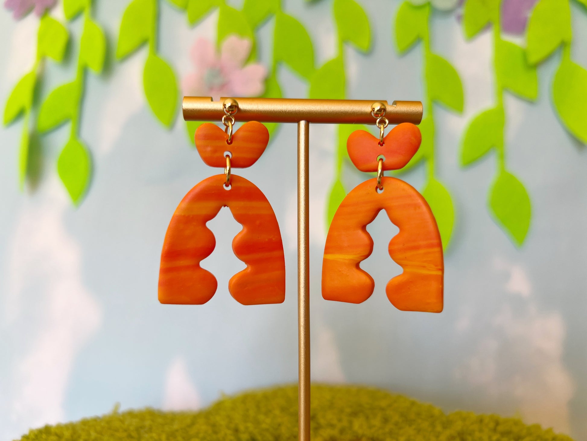 Orange sandstone arch earrings