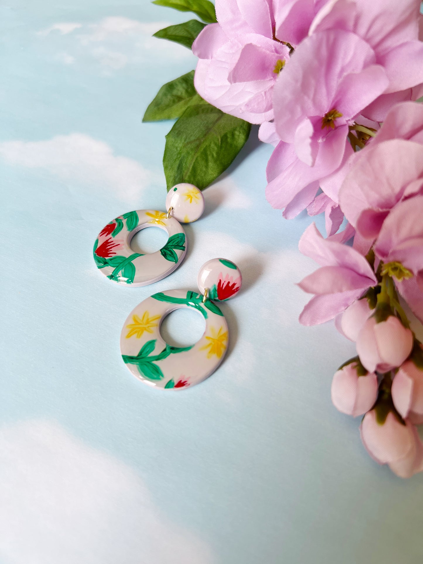 Mod Hoops - Hand Painted Floral