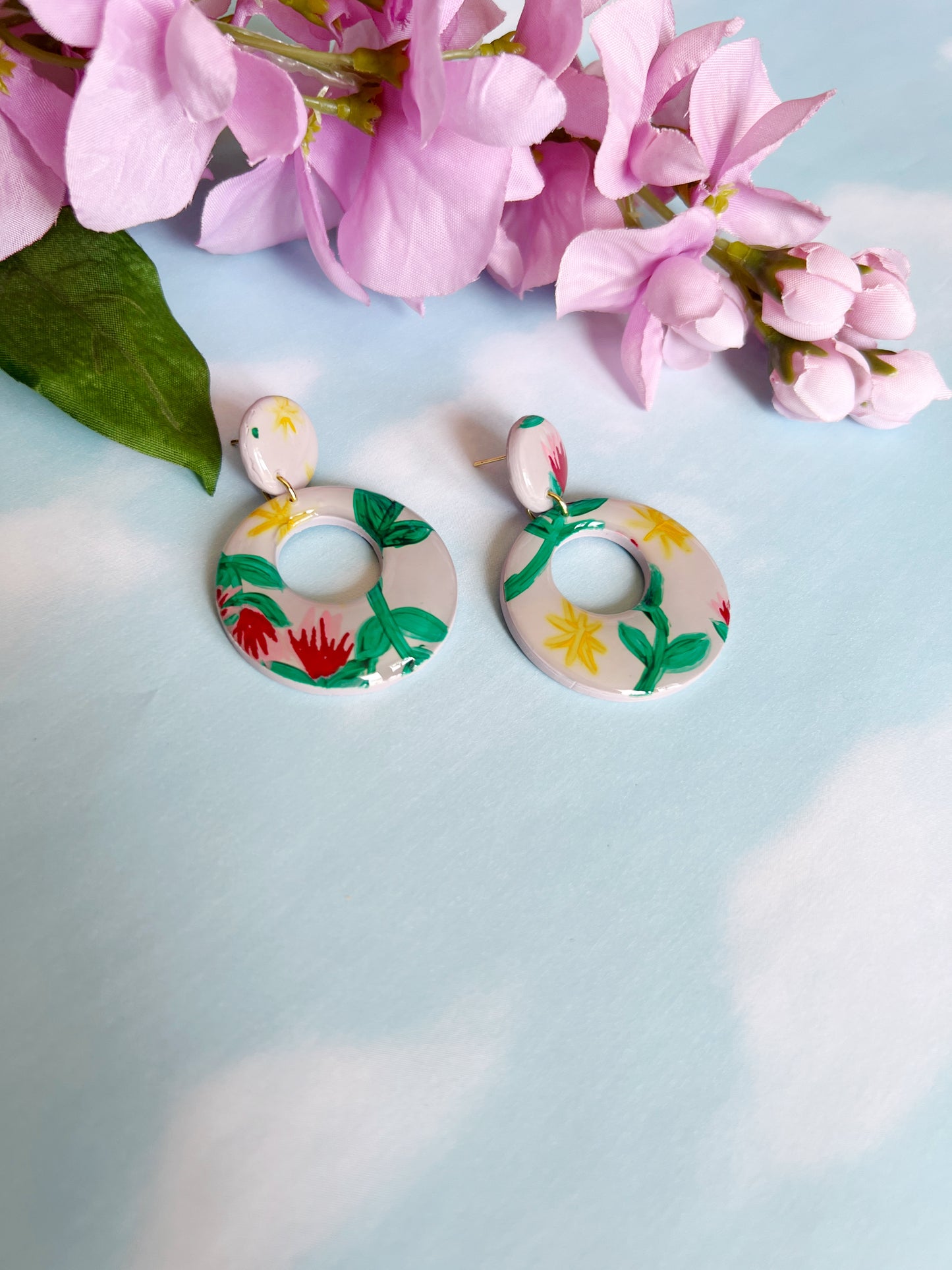 Mod Hoops - Hand Painted Floral