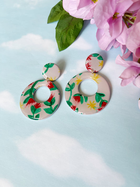 Mod Hoops - Hand Painted Floral
