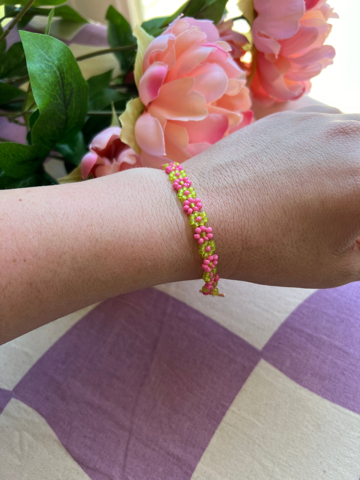 Beaded Bracelet draped over wrist