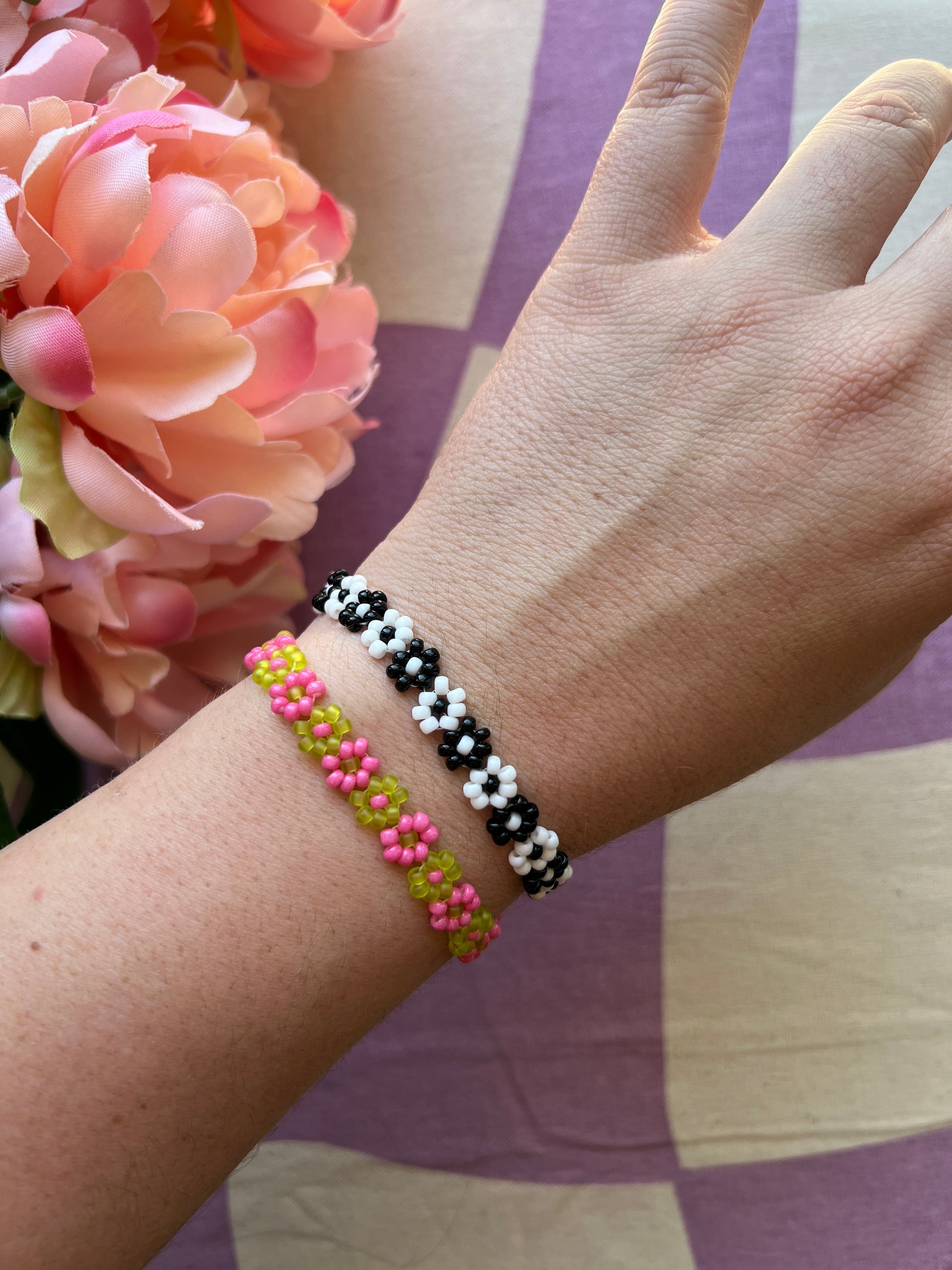 Beaded Bracelets modeled on wrist